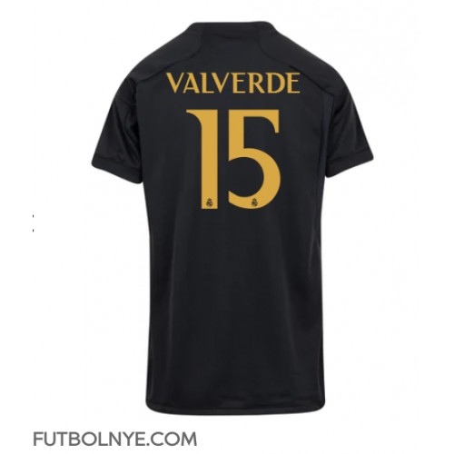 Camiseta Real Madrid Federico Valverde #15 Tercera Equipación para mujer 2023-24 manga corta